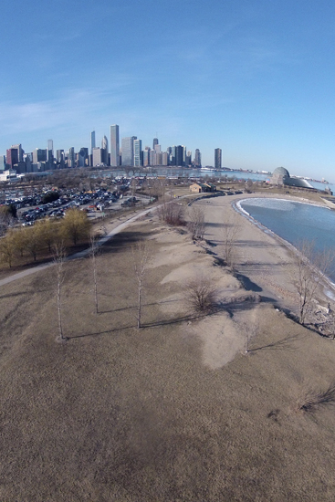 I started kite aerial photography in earnest last year, but this year, I only did it successfully one time (and unsuccessfully two other times). This successful photo was taken near Soldier Field in Chicago on Feb. 17, during a visit with some friends there.