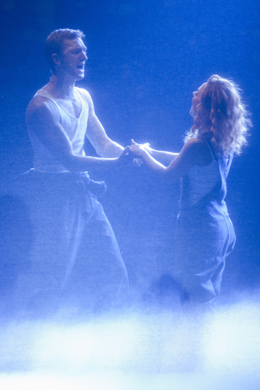 Steven Grant Douglas (Sam Wheat) and Katie Postotnik (Molly Jenson) perform during Broadway Across America\'s production of \