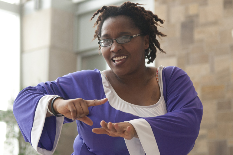 Lindsey Nowlin of Krash Krew performs an interpretative dance during the annual Sankofa Black Heritage Festival at the Indiana State Museum, Saturday, Feb. 8, 2014. Sankofa, meaning \
