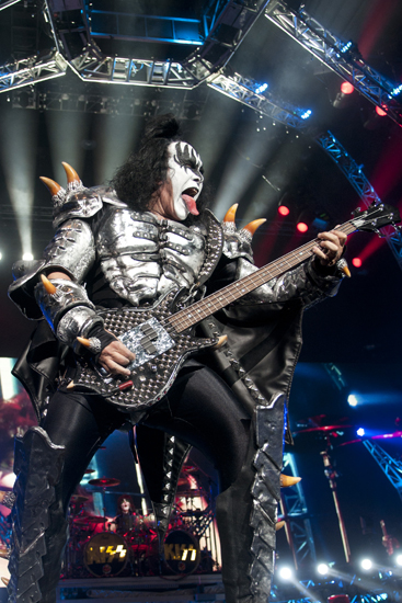 Gene Simmons of KISS performs at Klipsch Music Center, Friday, Aug. 22, 2014.