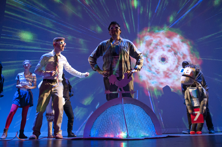 Cast members travel through a black hole during Optical Popsicle, an annual variety show by the collective Know No Stranger, at The Toby Theatre at the Indianapolis Museum of Art, Saturday, Oct. 11, 2014.