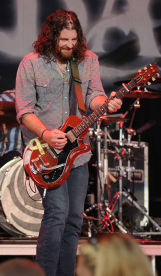 Eli Young Band guitarist James Young performs during the group's performance on Friday, Aug. 31, at Klipsch Music Center in Noblesville.